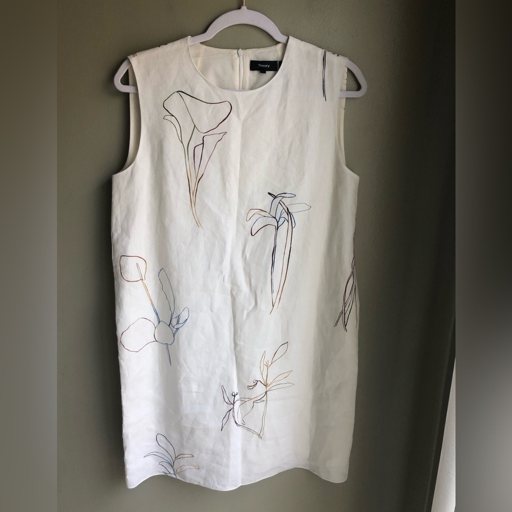 Theory Multi Nature Linen Mini Dress Size: 8